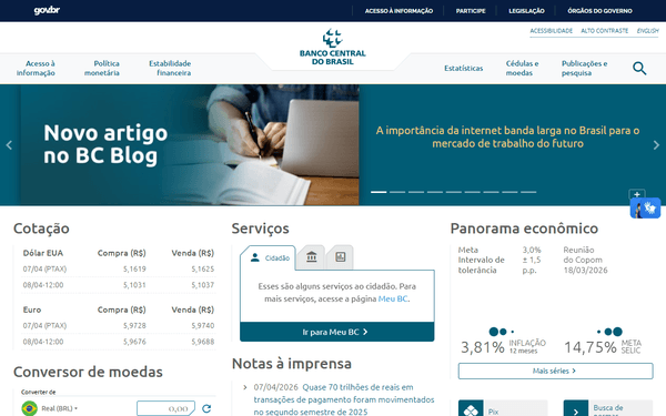 BCB Câmbio — Dólar PTAX, Euro e 150+ Moedas