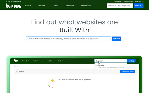 BuiltWith Tech Lookup