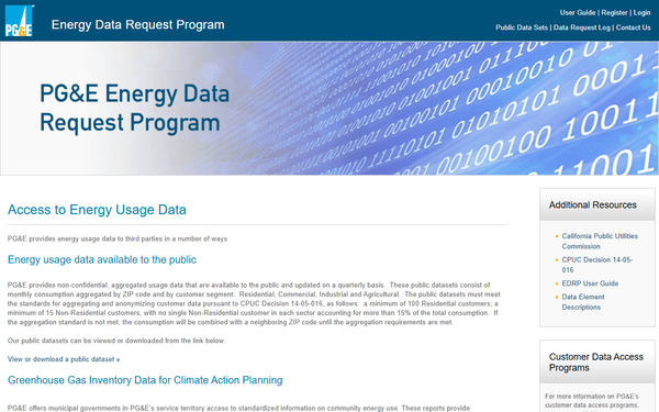 PG&E Public Datasets